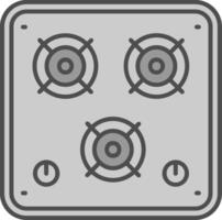 estufa línea lleno escala de grises icono vector