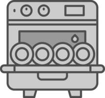 Dishwasher Line Filled Greyscale Icon vector