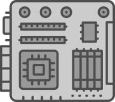 tarjeta madre línea lleno escala de grises icono vector