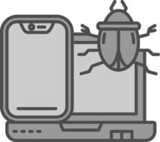 Bug Line Filled Greyscale Icon vector