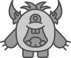 Monster Line Filled Greyscale Icon vector