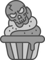 Cupcake Line Filled Greyscale Icon vector