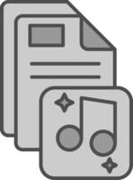 música línea lleno escala de grises icono vector