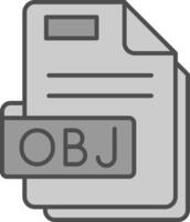 obj línea lleno escala de grises icono vector