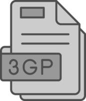 3gp línea lleno escala de grises icono vector