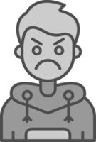 Angry Line Filled Greyscale Icon vector