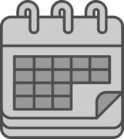 calendario línea lleno escala de grises icono vector