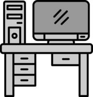 Computer Line Filled Greyscale Icon vector