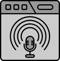 podcast línea lleno escala de grises icono vector