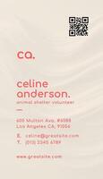 Red Beige Minimalist Animal Volunteer Business Card Vertical template