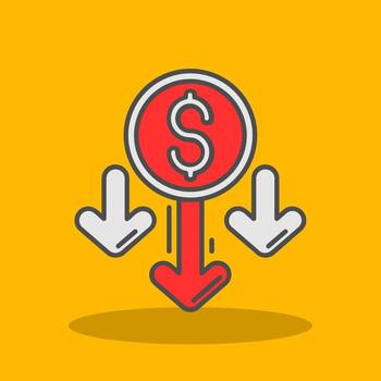 Decrease Filled Shadow Icon vector