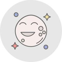 Moon Line Filled Light Circle Icon vector