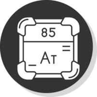 astatine glifo gris circulo icono vector