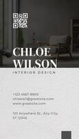 Dark Gray Minimalist Interior Business Card Vertical template