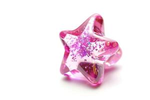 AI generated Pink star jewel sticker on white background. photo