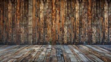 AI generated vintage brown wooden planks interior photo