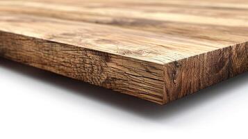 ai generado perspectiva ver de madera o de madera mesa esquina en blanco antecedentes incluso recorte camino foto