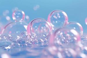 ai generado 3d representación de cosmético esencia en líquido burbuja foto