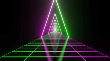 Green and Pink Sci-Fi Neon Glowing Cyberpunk Road Background VJ Loop video