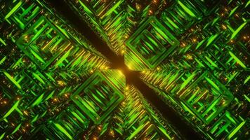 Green and Yellow Empty Cubic Dimension Background VJ Loop video