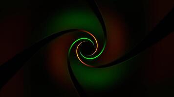 groen en oranje omgekeerde spiraal neon tunnel achtergrond vj lus video