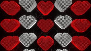 Red and White Pixel Hearts Movement Background VJ Loop video