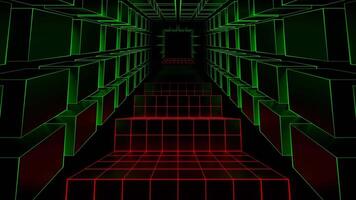 Grün und rot Neon- Cyberpunk Treppe Hintergrund vj Schleife video