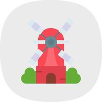 Windmill Flat Curve Icon vector