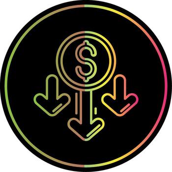 Decrease Line Gradient Due Color Icon vector