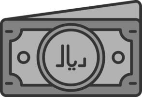 Riyal Line Filled Greyscale Icon vector