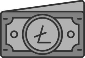 litecoin línea lleno escala de grises icono vector