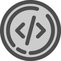 Code Line Filled Greyscale Icon vector