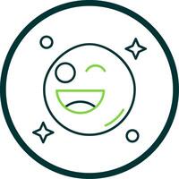 Wink Line Circle Icon vector