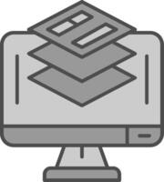 Layer Line Filled Greyscale Icon vector