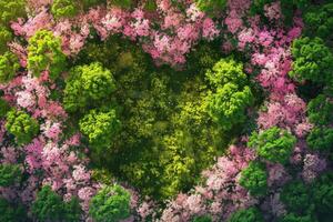 AI generated Valentines Day  Forest Trees in the Heart photo