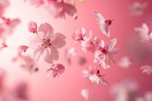 AI generated Spring flowers levitating in high resolution image. photo