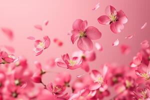 AI generated Quince Blossom  Beautiful Pink Flowers in Zero Gravity photo