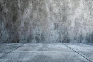 AI generated cement floor and wall backgrounds  room  interior  display products. photo