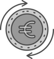euro línea lleno escala de grises icono vector