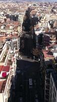 Vertical video of City Buildings in Barcelona Spain Aerial View