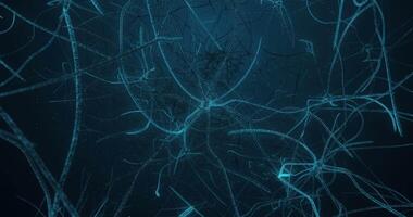 Travelling through neuronal tissue with synapse process in neurons video