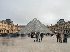 Paris, France. November 5, 2022. Crowded people at the Louvre Museum. photo