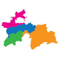 Tajikistan map. Map of Tajikistan in administrative provinces in multicolor png