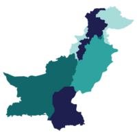 Pakistan map. Map of Pakistan in administrative provinces in multicolor png