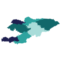 Kyrgyzstan map. Map of Kyrgyzstan in administrative provinces in multicolor png