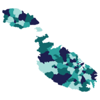 Malta mapa. mapa do Malta dentro administrativo províncias dentro multicolorido png