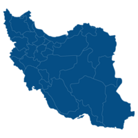 Iran map. Map of Iran in administrative provinces in blue color png