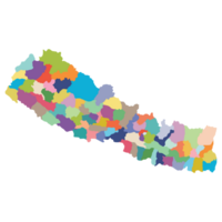 Nepal map. Map of Nepal in administrative Districts in multicolor png