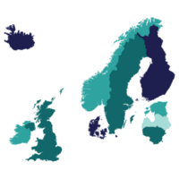 norte Europa país mapa. mapa do norte Europa dentro multicolorido. png