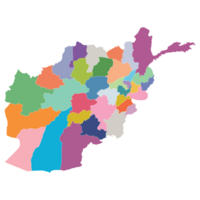Afghanistan map. Map of Afghanistan in administrative provinces in multicolor png